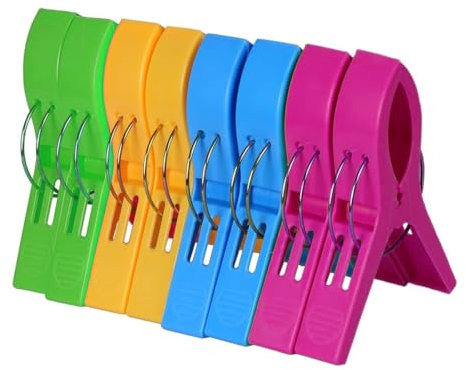 8x Mollette Grandi Antivento per Telo Mare Mollettoni da Spiaggia per Lettini Sdraio Asciugamani Plastica XXL - 8 Pezzi 4 Colori