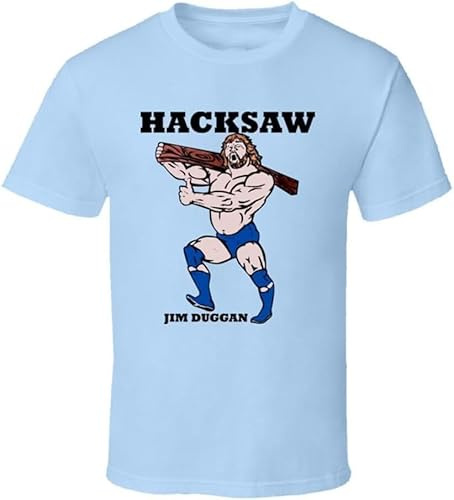 CFZQYALNB Hacksaw Jim Duggan Retro Wrestling T Shirt Light Blue Men's