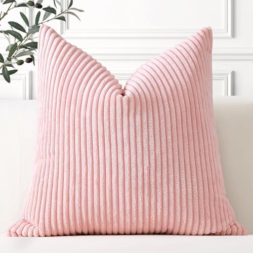 Artscope Örngott kordsammet dekorativa örngott prydnadskuddar soffkuddar 45 x 45 cm manchesterörngott soffkuddar dekorativa mjuka kuddar för soffa vardagsrum hem sovrum rosa