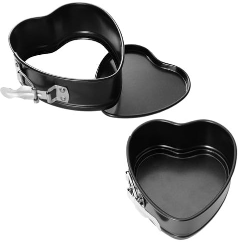 Gvhntk Heart Shaped Springform Pan 4 inch Heart Cake Pan Set of 2 Carbon Steel Cheesecake Pan Mini Cake Baking Mold Christmas Valentine's Day Baking Accessories for Pressure Cooker Air Fryer