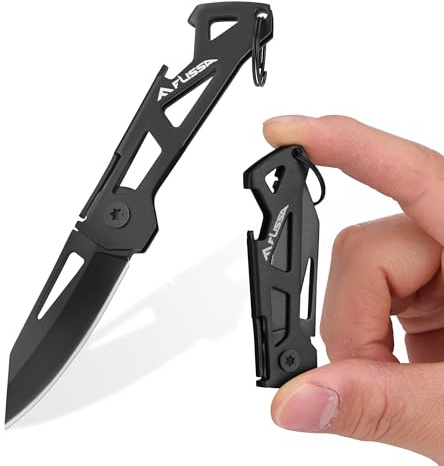 FLISSA Mini Coltello da 47 mm in Acciaio 7CR17MOV - Coltello Multiuso Compatto con Apribottiglie - Strumento EDC per Viaggi e Attività Outdoor