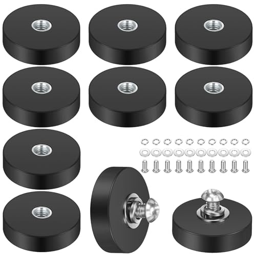 10 Stück Magnet Gummiert, 22mm Neodym Magnet Gummiert mit M4 Flacher Faden, Extra Stark 5,5kg Haftkraft, Magnete Anti-Rutsch Starke Gummiert Magnete für Lichtleisten, Fahrzeuge