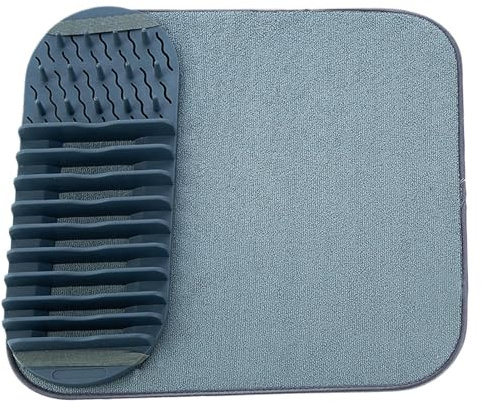 Esterilla seca para platos con estructura, escurreplatos con base de microfibra, soporte para cubiertos y vajilla, almohadilla de absorción de agua para platos de cocina, cuencos, cubiertos