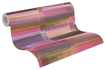 Livingwalls Anna D'Andrea Vliestapete Streifen 10,05 m x 0,53 m - Braun, Rosa, Lila - Tapete glatt - 782251