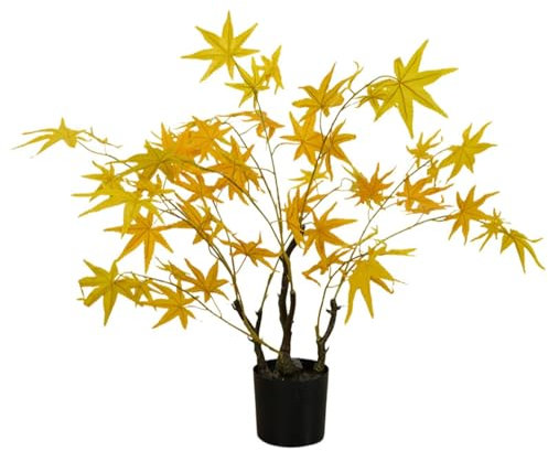 Arbre Artificiel Superbe Érable Japonais Rouge Bonsaï, Arbre À Fleurs Artificielles Réalistes pour La Décoration, Superbes Plantes D'imitation avec Jardinière(Q2,H60CM)