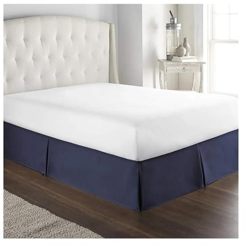 GMVZGQW Cache-sommier plissé sur mesure doux et confortable en tissu infroissable et résistant à la décoloration, literie de 38,1 cm de haut (bleu foncé, 160 x 200 x 35 cm)