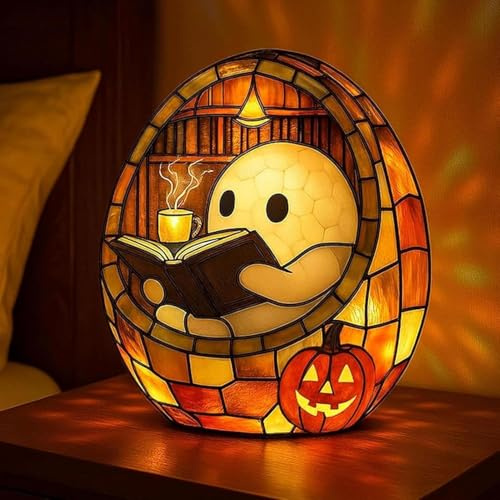 SAROZZTAL Halloween Geister Schaumbadlampe, Ghost Reading Book Lamp, Cute Ghost Reader LED Light, Geister Nachtlicht, Geister-Badewannen-Akzentlampe für Halloween-Partys (B)