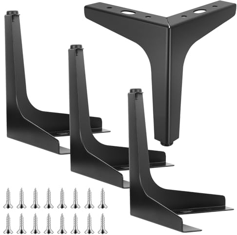 RunXinDa4 Stück Metal Möbelfüße Schwarz 17cm, Möbelfüsse Metallfüße für Möbelfuß, Schrankfüsse Sofafüße für Couchfüße TV-Schränke Nachttisch Kleiderschrank Couch Füße, Bis 400 KG, mit Schrauben