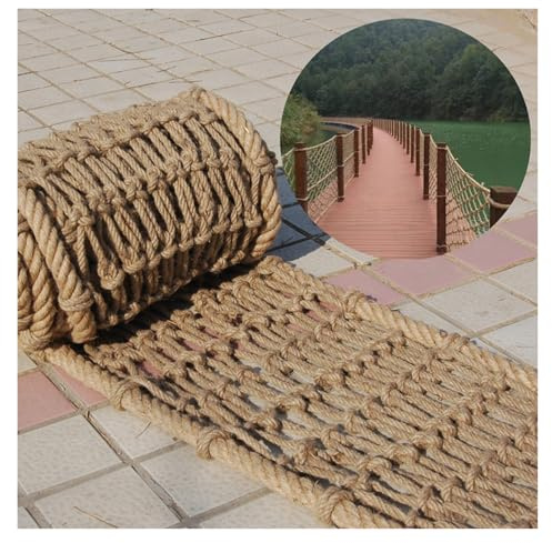 SHAARI Rete da Carico in Corda di Canapa Iuta Importata Resistente all'Usura Adatta per Piante da Esterno Supporta Reti da Arrampicata(10cm Mesh,1x9m)