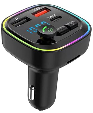 Bluetooth 5.3 FM Transmitter for Car,Car Bluetooth Transmitter,Bluetooth Car Adapter,PD 20W & QC 3.0 Fast Charging with Dual USB and 1 Type-C,Hands Free Calling FM Transmitter,Supports U