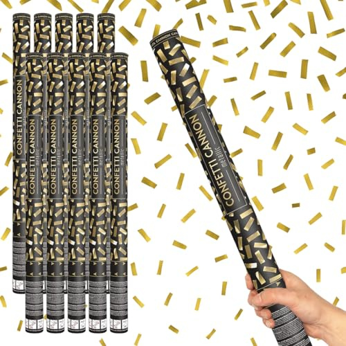 Gold Metallic Extra Large Confetti Cannon 80cm – Pack of 10 – Air Powered Party Confetti Shooter Popper for Weddings, Birthdays, New Year, Celebrations & Events