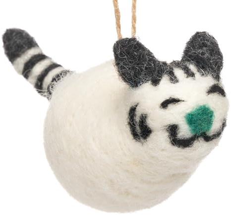 SIKORA Filz Anhänger hangemachter Christbaumschmuck aus Wollfilz Deko Figur Weihnachten Ornament - Handmade in Nepal, Farbe:Katze 6cm - FZ41