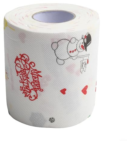 Eawfgtuw Rouleau de papier toilette de Noël avec motif Père Noël festif imprimé, 24 m, pâte de bois blanc pour décoration de Noël, fournitures saisonnières amusantes (A)