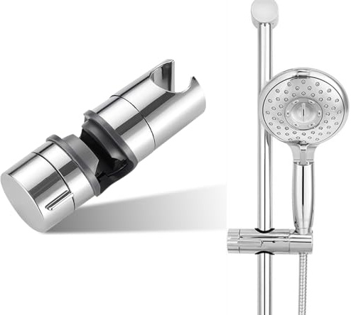 Zernavith Adjustable Shower Head Holder for 20-25mm Riser Rail | ABS Detachable Replacement Shower Rail Rod Clamp Holder Bracket,Fit for Most Shower Rails,Easy to Install and Adjust