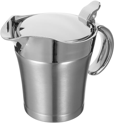 OUNONA Salsiera Isolante in Acciaio Inossidabile Doppio Isolamento Brocca per Salsa Steak con Beccuccio Ergonomico Antigoccia per Cene Familiari e Occasioni Speciali