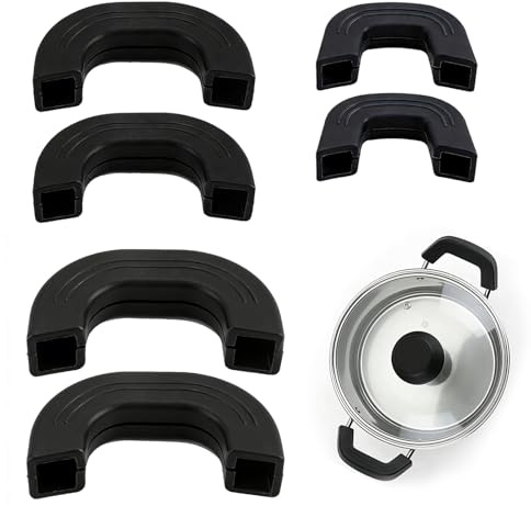 Kaiyzo 3 Pairs Silicone Pot Handles, Heat-Resistant Pan Grip Covers, Compatible with Frying Pans, Skillets, Griddles, Bakeware, Hand Protection, 3 Sizes, Black