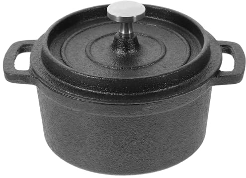 Veemoon Mini Cocotte en Fonte 10 Cm, Pot à Lait en Métal, Cuisson Saine et Uniforme, avec Couvercle, pour Bébé et Préparation de Soupe, Ustensile Cuisine Pratique