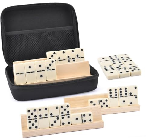KIXZSAZ Lernspielzeug Double Six Domino Classic Tiles Set mit 28 Dominosteinen – Spielspaß für drinnen und draußen, Familienspiele, Partys und Reisen.