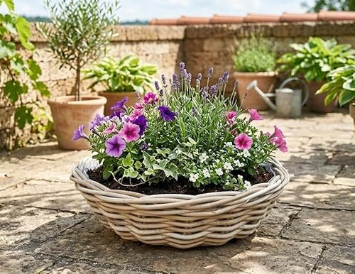 Weidenkorb,Weidenschale,sehr stabil,bepflanzbar,mit Folie,4 Größen wählbar- Garten Deko Flechtkorb Gartenkorb Weidenkorb geflochten (41 cm)