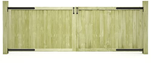 Roanoer Lot de 2 portails de jardin - 150 x 100 cm - En pin imprégné - Portail de clôture en bois massif - Design rustique - Solution d'extérieur résistante aux intempéries pour jardin, terrasse et