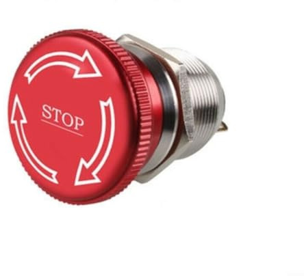 Pulsador de emergencia de 22 mm, autoretenido IP65, resistente al agua, 1NO1NC, 250 V, 3 A, para control de máquinas, industria, exterior, plata