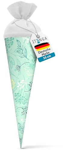 itenga Geschwisterschultüte 35cm Geschenkverpackung Schultüte Kinder Erwachsene Party (Pflanzen)