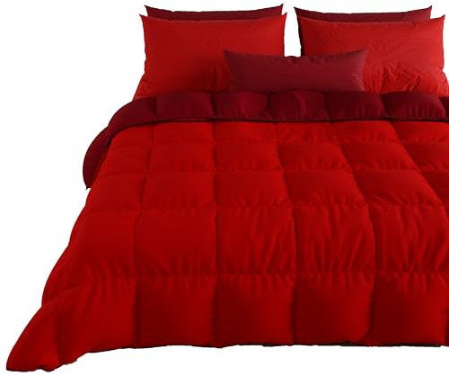 PETTI ARTIGIANI ITALIANI Reversible, Nórdico de Microfibra, Antialérgico, 100% Made in Italy, Microfiber, Burdeos, Cama 90 (Edredón 150 x 260)