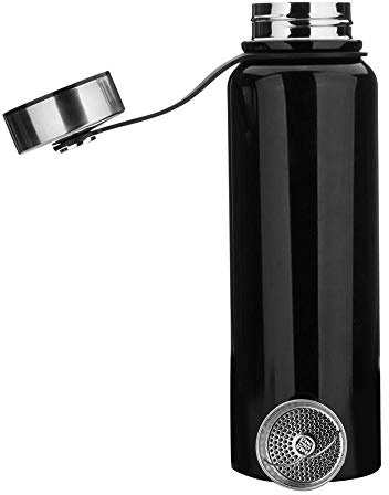 1,5 L Metall Wasserflasche, Trinkflasche Thermosflasche Edelstahl Isolierflasche, Auslaufsichere Design Geeignet für Sport, Fitnessstudio, Radfahren, Schwarz