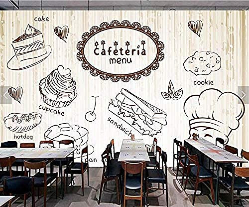 Papel pintado para cocina personalizada Café fresco para cafetería Bar Restaurante Pastelería Decoración de la pared posterior Papel tapiz no tejido Papel tapiz 3D Decoración-200cm×140cm