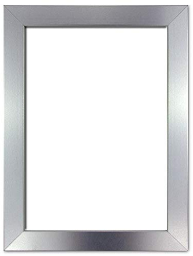 Holzwerkstoff Bilderrahmen Carla 50 x 70 cm mit weißer Rückwand 70x50 cm, hier Alu gebürstet mit Kunststoffglas Antireflex 1mm