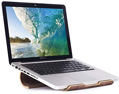 jiande Legno Laptop Stand, Brown Computer Riser for Escursioni, Compatibile con Mac MacBook PRO Notebook Air, Fino a 17 Pollici, Supporta Fino a 44 libbre