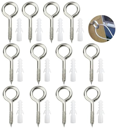 YPLonon Ösenschrauben Augenbolzen 12 Stück Augenschrauben Holzgewinde M5*65MM Augen Schraubösen 304 Edelstahl Ringschraube Selbstschneidende Schrauben für Aufhängekleider Kunsthandwerk Seile
