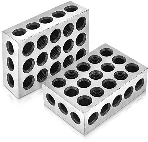 waltyotur 1 Matched Pair Precision 1-2-3 Blocks 23 Holes 1 * 2 * 3 Block 0.0003 Machinist 123 Jig Replacement for Milling Machine Used for Set-up,Layout and Inspection Jobs