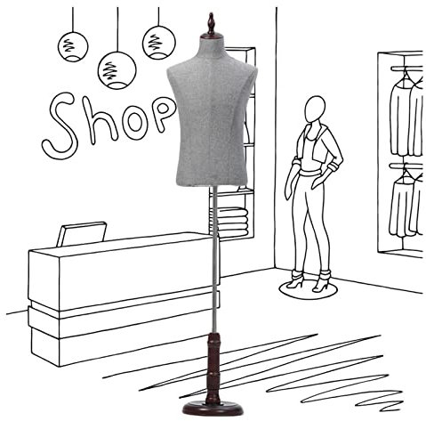 LXLIGHTS Schneiderpuppen Männlich Torso, Halbe Skala Kunststoff Dummy-Modell Mit Hölzern Runde Basis für Schaufenster-Fotografie-Studio-Ausstellungsstand, Leicht Zusammenzubauen, 2 Farben