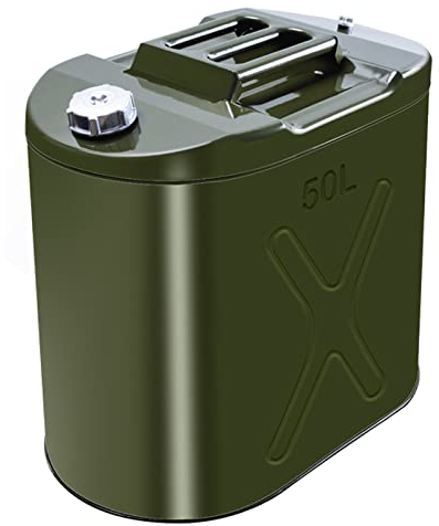 ZWLI Bidón de Gasolina metálico,garrafa Gasolina Recipientes con asa para Coche,depósito de Combustible de Repuesto Vertical Grueso móvil de anticorrosión,Verde Oliva,10L,20L-60L