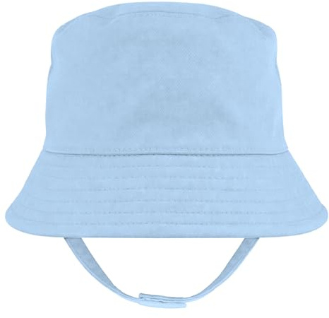 Baby Togs Baby Sun Hat with Chin Strap, Cotton | 100% Cotton Summer Bucket Hat, Sun Protection for Baby and Toddler, Boys and Girls, Chin Strap, 0 Months to 4 Years