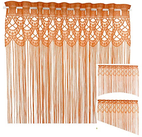 heimtexland ® Fadengardine Zuschneidbar Insektenschutz Vorhang Türvorhang Raumteiler Gardine Typ570 Terra Orange 160x295