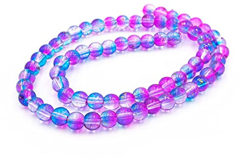 Glasperlen in pink und blau mit Goldener Spotlackierung 6 mm 1 Strang zum Schmuck selber basteln für Erwachsene Damenschmuck Modeschmuck DIY Geschenk