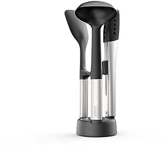 Joseph Joseph Elevate Fusion 3-teilig Silcone Küchenutensilien mit Kompaktständer, Küchenhelfer Set, BPA-frei, hitzebeständig, antihaftbeschichtet Kochlöffel Set, beschwerte Griffe aus Edelstahl