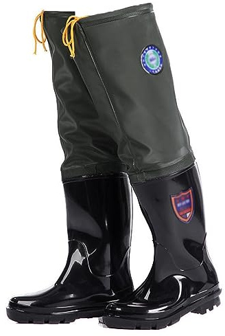 Hip Waders Men's and Women's Waterproof Fishing Boots -60cm, PVC Waterproof Hip Wading Boots, Suitable for Planting/breeding (Color : Black, Size : 9)