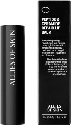 Allies of Skin Peptide & Ceramide Repair Lip Balm Treatment - with Palmitoyl Tripeptide-5, Ceramide NP, Sea Buckthorn, Avocado & Sunflower Seed Oil, Shea Butter, Vitamin C & E. 3.8g/ 0.13 oz