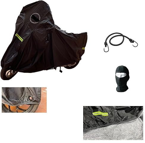 Funda protectora para moto Aprilia Pegaso 3-650, antigranito, para parabrisas y baúl, color negro, con rayas fluorescentes, impermeable, afelpada, 296 x 105 x 127 cm