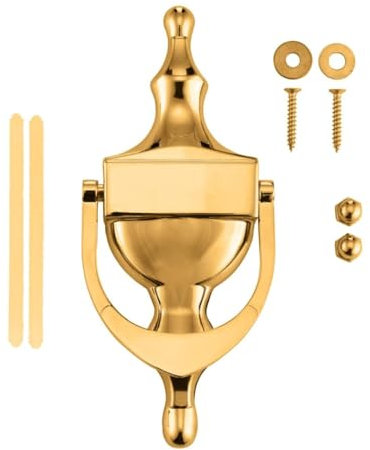 FIXINGS DIRECT® Door Knocker Victorian Urn Door Knocker for Front Door, Classic Door Knocker Universal Fixing Included Or Self Adhesive Door Furniture Front Door Knocker (Polished Gold)