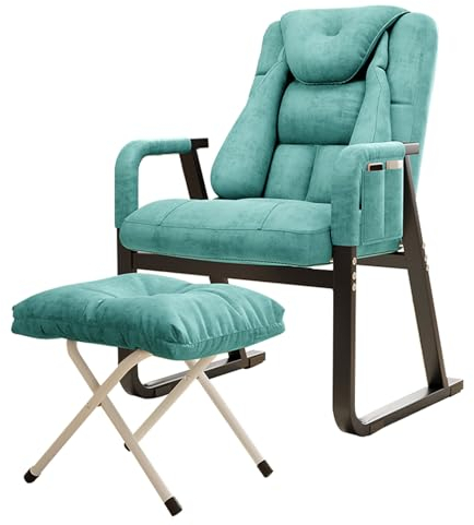 Sonnenliege, Verstellbare Klapplounge Mit Gepolstertem Fußhocker, Seitentaschen Und 6 Verstellbaren Rückenlehnen. Home-Lounge-Sessel For Balkon, Garten, Terrasse Als Sitzgelegenheit ( Color : Green )