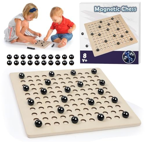 LZDMY Juego de Mesa, Ajedrez Magnético, Juego Tablero con con 20 Piedras Magnéticas, Juego Imanes para Adultos Niños, Adecuados para Fiestas, Reuniones Familiares y Viajes