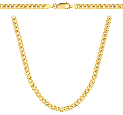 Amar Luxury Chaînes pour homme en or 925/585 14 carats - Collier pour homme - Chaîne gourmette pour homme en argent 925 avec or 14 carats - Bijou royal - Qualité italienne, 55 cm, Argent sterling