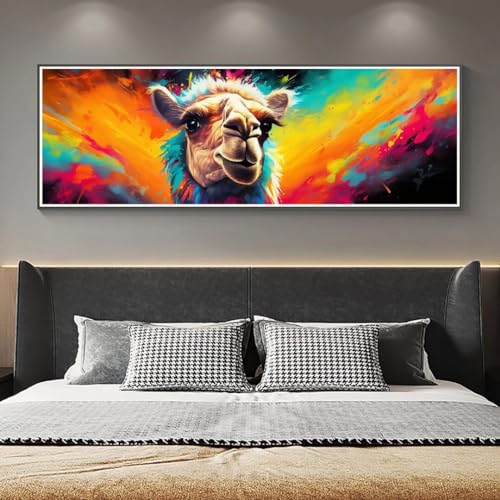 Tier Alpaka Diamond Painting Erwachsene Groß xxl 135x45cm, DIY Malen Nach Zahlen Erwachsene, 5D Diamant Painting Bilder Kinder, Diamond Painting Cross Stickerei Craft, für Wand Deko Aesthetic, 136M
