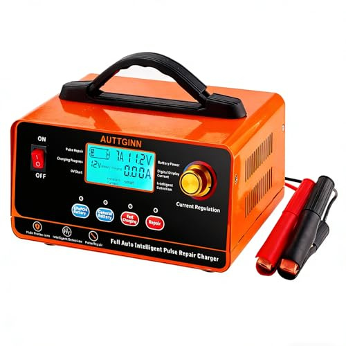 AUTTGINN AUTTGINN 12V 24V Einstellbares Batterieladegerät Maintainer, 0-20A Einstellbare Autobatterie Erhaltungsladegerät mit Batterie-Desulfator für Blei-Säure LiFePO4 Lithium-Batterien, AGM Gel Deep