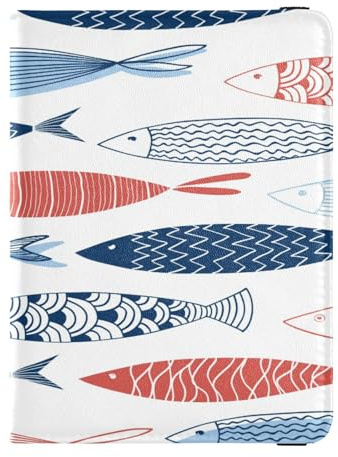 Porta passaporto in pelle PU impermeabile copertura per passaporto per donne ragazza carino passaporto libro viaggio essenziale decorativo pesce, Multi, 1 size, Casual