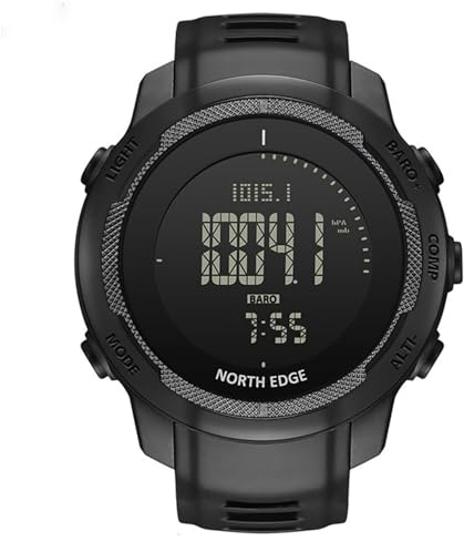 NORTH EDGE Women Men's Tactical Survival Watch – Military Digital Sport Watch with Compass Altimeter Barometer Thermometer Pedometer 50M Waterproof EL Backlight Carbon Fiber for Outdoor